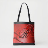 Rotes Ombre Swirbeldesign mit Monogramm Tasche (Vorderseite)