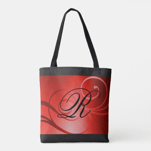 Rotes Ombre Swirbeldesign mit Monogramm Tasche (Rückseite)
