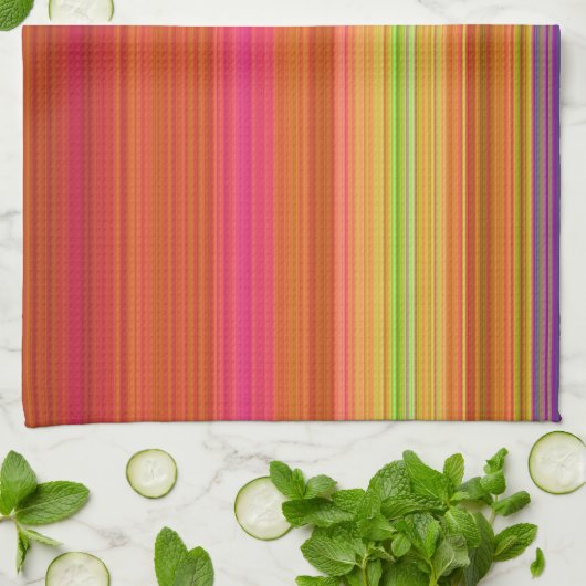 Rotes orange Gelb stripes Geschirrtuch (Gefaltet)