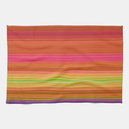 Rotes orange Gelb stripes Geschirrtuch (Horizontal)