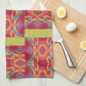 Rotes Orange Gelbblau Abstrakte Acryl Geschirrtuch (Viertel Falte)