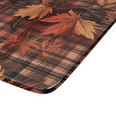 ROTES ORANGE GELBE KARIERT MIT HERBSTLAUBEN SCHNEIDEBRETT (Ecke)