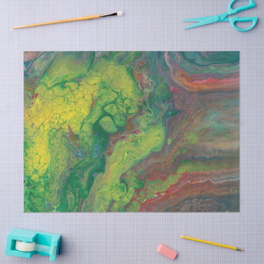 Rotes Orange Gelbgrün Abstraktes Dekouting Seidenpapier (Basteln)