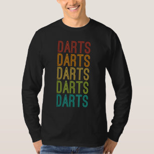 Rotes Orange Gelbgrün Vintage blaue Darts T-Shirt