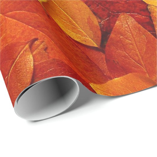Rotes orange Gold u. grünes Fall-Oval-Blätter Geschenkpapier (Rolleneckpunkt)