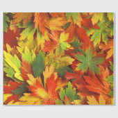 Rotes orange Gold u. grünes Fallpinwheel-Blätter Geschenkpapier (Flach)