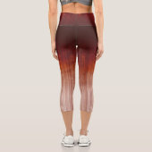 Rotes Orange Grau Weiß rustikal gestreifte ombre Capri Leggings (Rückseite)