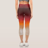 Rotes Orange Grau Weiße rustikale Omelone Capri Leggings (Rückseite)