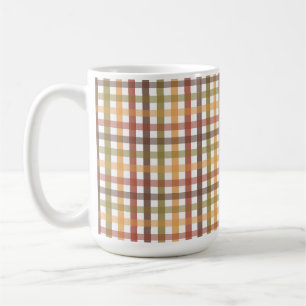 ROTES ORANGE GREEN BROWN GOLD KARIERT PATTER KAFFEETASSE