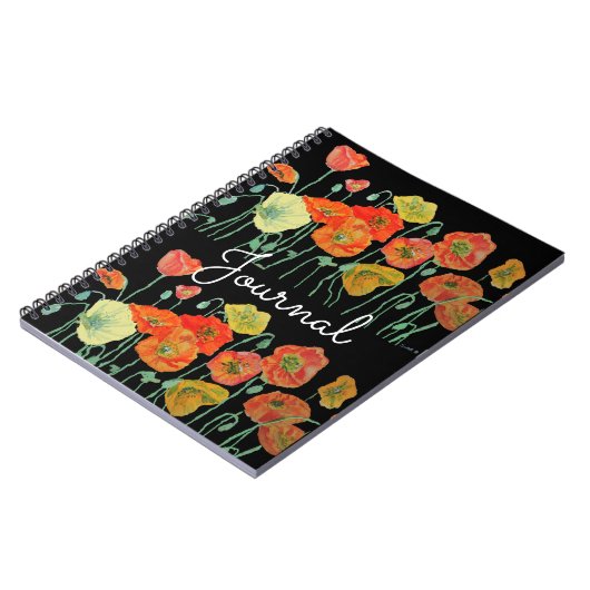 Rotes Orange Mohn Pappies Blumenblatt Wasserfarbe Notizblock (Linke Seite)