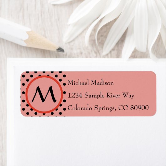 Rotes Orange Polka Dot Monogramm (Insitu)