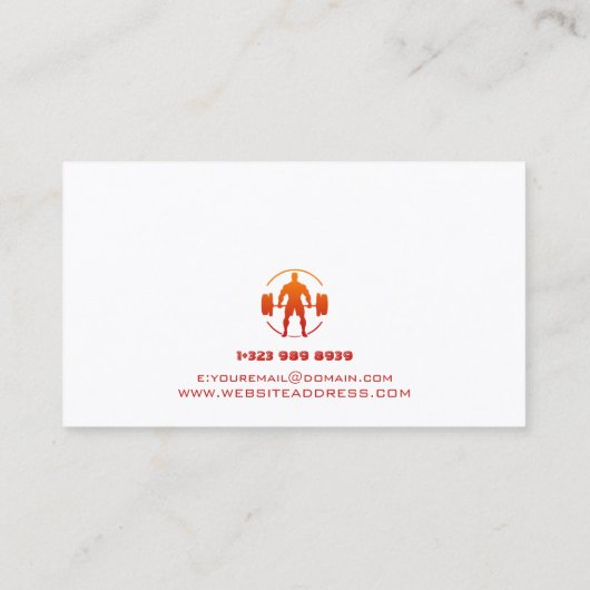 Rotes Orange Power Fitness Logo Visitenkarte (Rückseite)