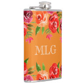 Rotes Orange Rosa Blume Flachmann (Rechts)