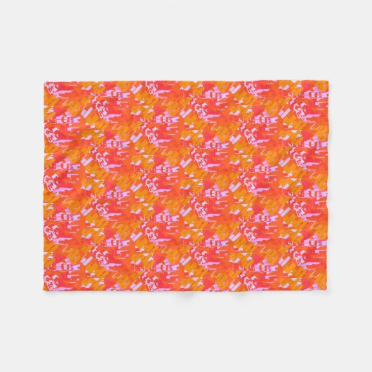 Rotes Orange Rosa Random Rectangle Fleece Blanken (Vorderseite (Horizontal))