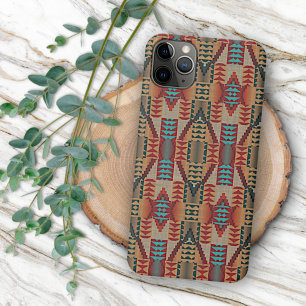 Rotes Orange Türkis Teal Mosaik-Kunstmuster iPhone 16 Pro Max Hülle