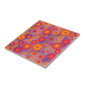 Rotes orange u. lila Hippy Blumen-Muster Fliese (Seite)