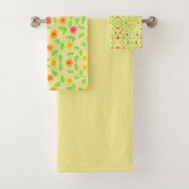 Rotes Orange und Gelb Badhandtuch Set