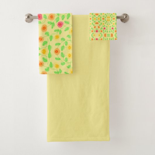 Rotes Orange und Gelb Badhandtuch Set (Insitu)