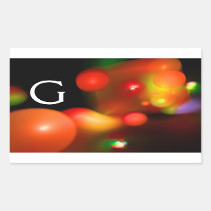 ROTES ORANGE YELLOW SCHWARZES FRAKTAL BUBBLES MONO RECHTECKIGER AUFKLEBER