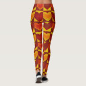 Rotes orangefarbenes Abstraktes Herz Kunst, Dichtu Leggings (Rückseite)