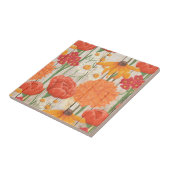 Rotes orangefarbenes Gelbblütenweißes Milchprodukt Fliese (Seite)