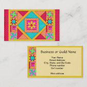 Rotes orangefarbenes gelbes Flickwerk Blockkunst Visitenkarte (Vorne/Hinten)