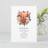 Rotes, orangefarbenes und mageres Brautparty Einladung (Stehend Vorderseite)