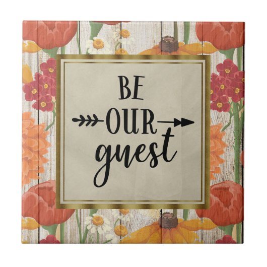 Rotes Orangenblumenwald ist unser Gast Fliese (Vorderseite)