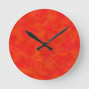 Rotes oranges abstraktes Muster Runde Wanduhr