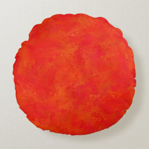 Rotes Oranges Abstraktes Muster Rundes Kissen