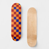 Rotes oranges blaues Karomuster Design Skateboard (Vorderseite)