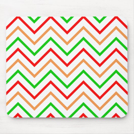 Rotes, oranges und grünes Chevron-Muster Mousepad (Vorne)