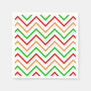 Rotes, oranges und grünes Chevron-Muster Serviette