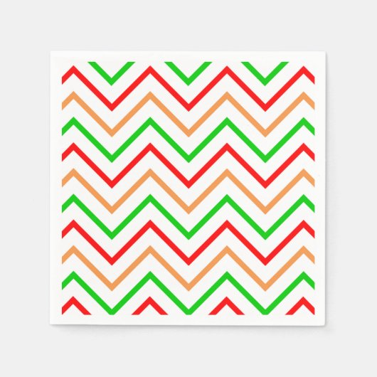 Rotes, oranges und grünes Chevron-Muster Serviette (Vorderseite)