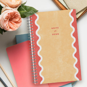 Rotes Oranges Wellige Linien Spiral Journal Notizb Notizblock