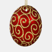 Rotes Ornament mit Gold-Wirbel (Rechts)