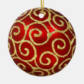 Rotes Ornament mit Gold-Wirbel (Vorne)