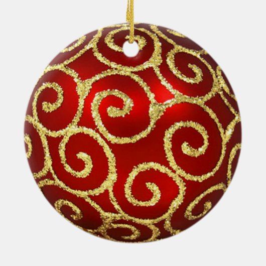 Rotes Ornament mit Gold-Wirbel (Hinten)