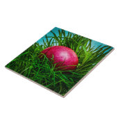 Rotes Osterei im Gras Fliese (Seite)
