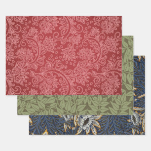 Rotes Paisley-Damask-Designer-Blumen-Vintage-Klass Geschenkpapier Set