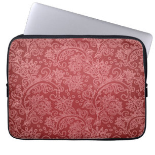 Rotes Paisley-Damask-Designer-Blumen-Vintage-Klass Laptopschutzhülle