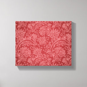 Rotes Paisley-Damask-Designer-Blumen-Vintage-Klass Leinwanddruck