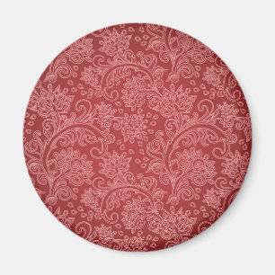 Rotes Paisley-Damask-Designer-Blumen-Vintage-Klass Magnet