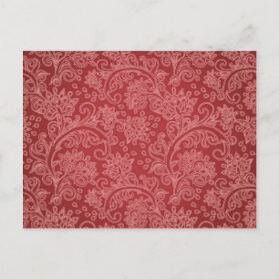Rotes Paisley-Damask-Designer-Blumen-Vintage-Klass Postkarte