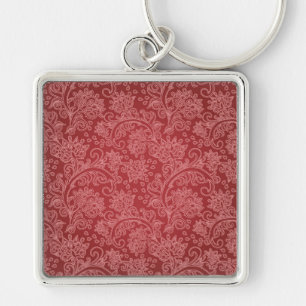 Rotes Paisley-Damask-Designer-Blumen-Vintage-Klass Schlüsselanhänger