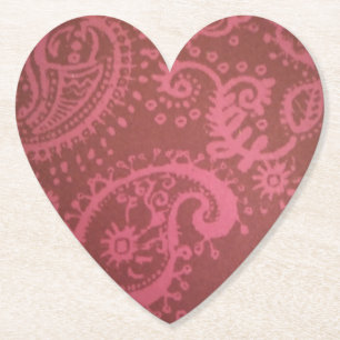 Rotes Paisley-Druck-Herz-Unterlegg Untersetzer