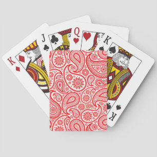 Rotes Paisleymuster auf schwarzen Spielkarten