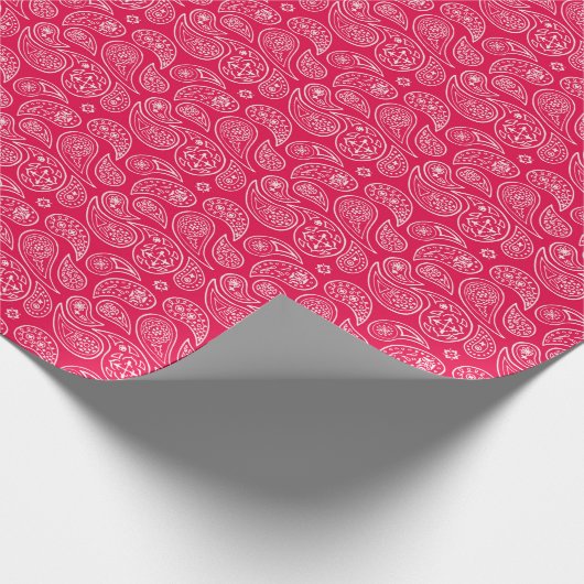 Rotes Paisleys Geschenkpapier (Ecke)