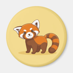 Rotes Panda auf Gelb Magnet