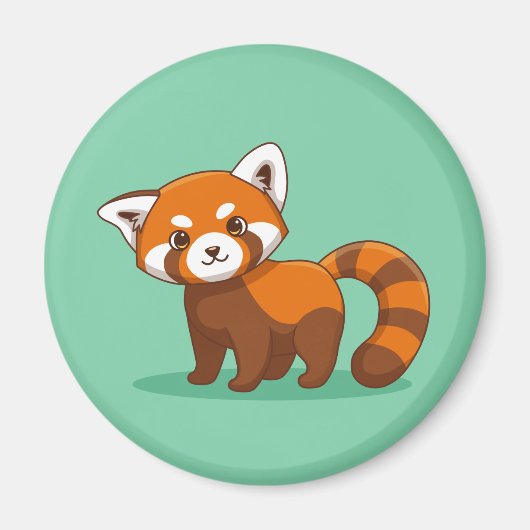 Rotes Panda auf Grün Magnet (Vorne)